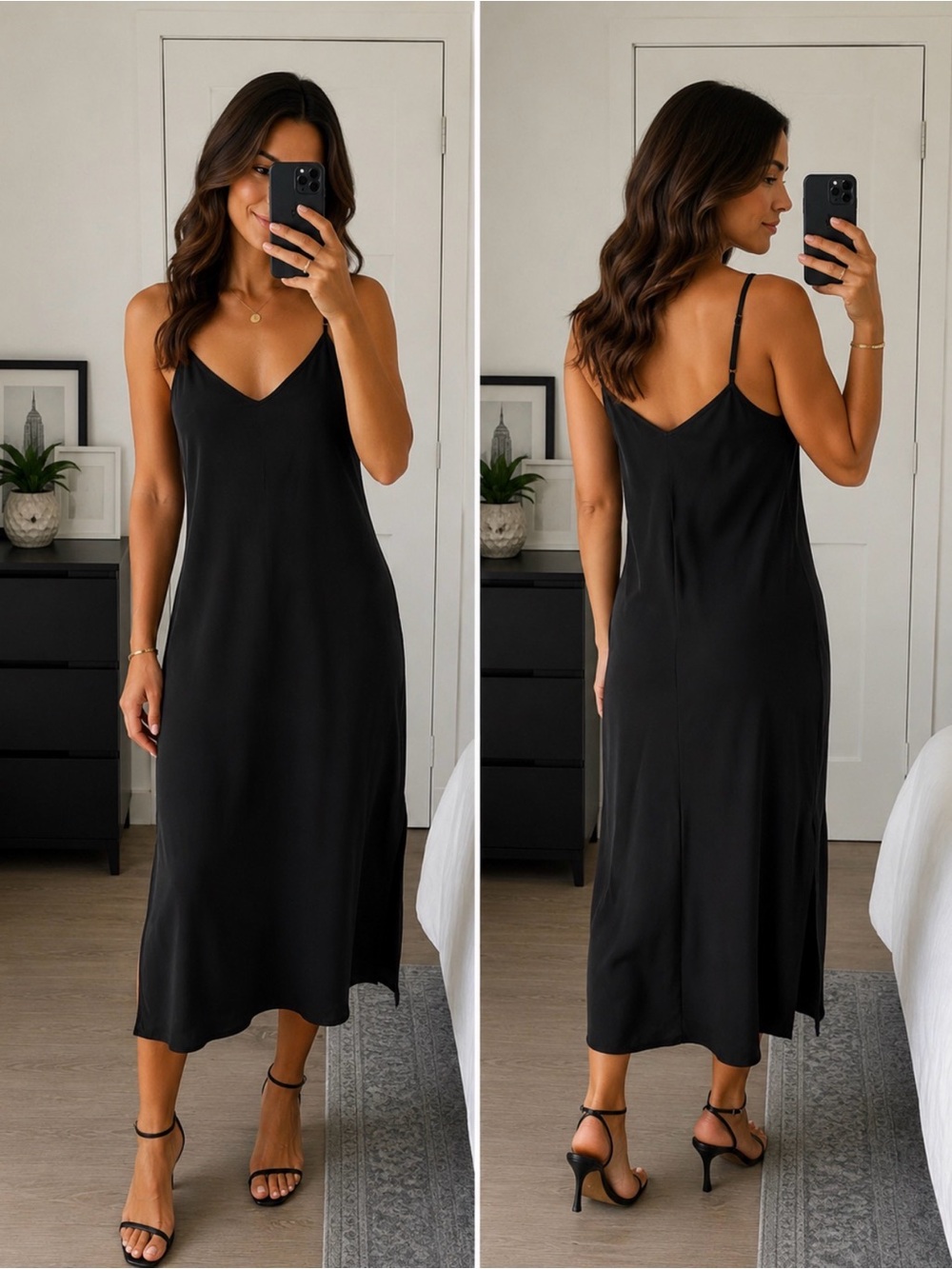 Women's‎ Black Asymmetrical Slip Dress